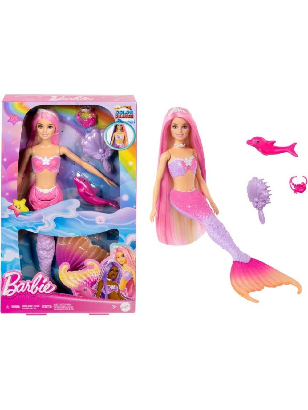 Mermaid Doll with Pink Hair & Pet Dolphin - Malibu Beach Adventure Toy